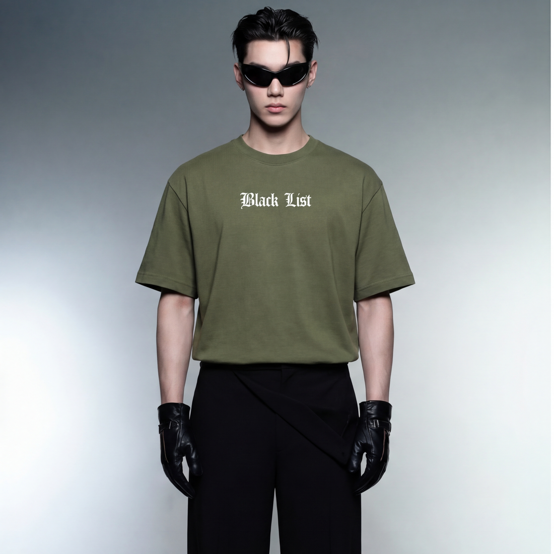 dollar-blacklist-black-t-shirt model front