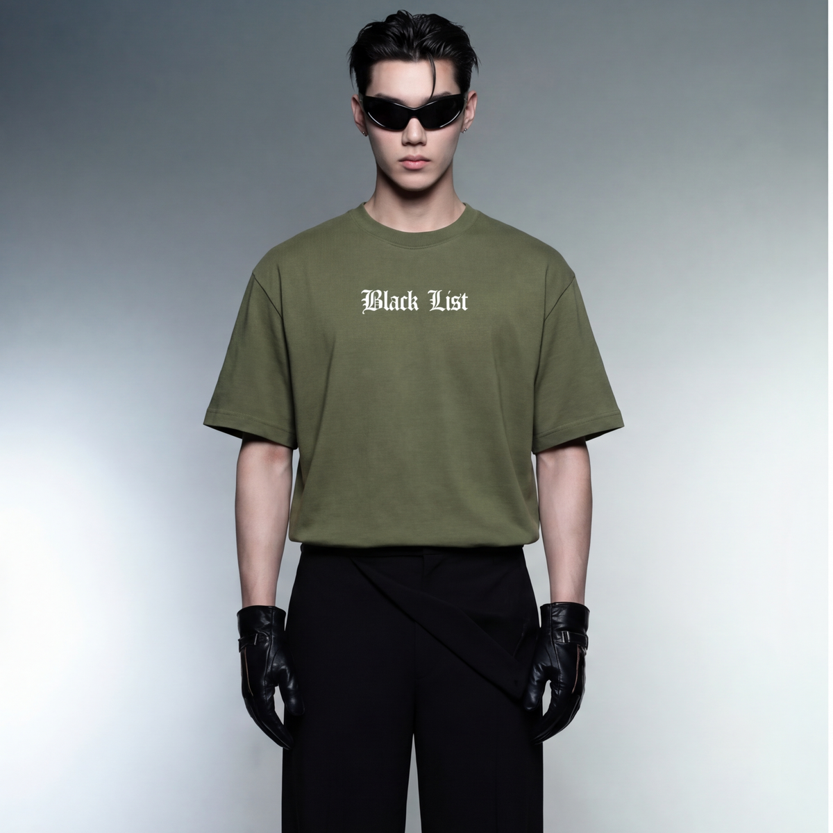 dollar-blacklist-black-t-shirt model front