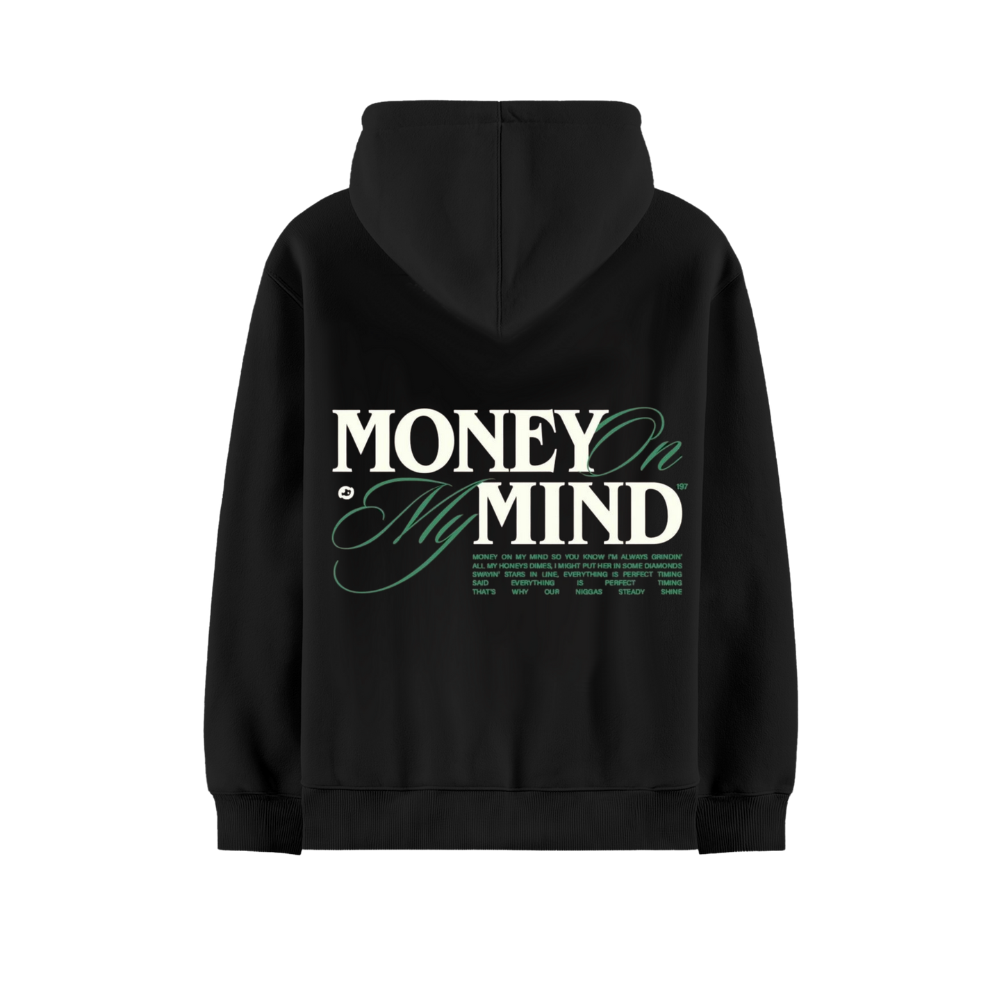 MONEY ON MY MIND BLACK OVERSIZED HOODIE