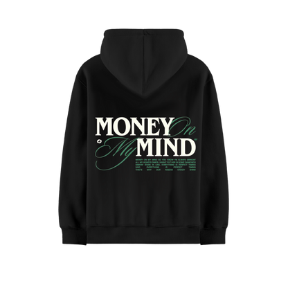 MONEY ON MY MIND BLACK OVERSIZED HOODIE