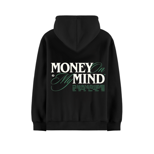 MONEY ON MY MIND BLACK OVERSIZED HOODIE