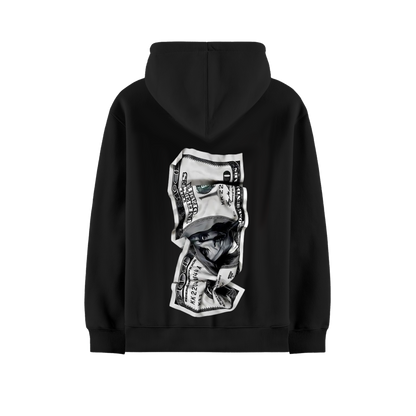 DOLLAR BILLS BLACK OVERSIZED HOODIE