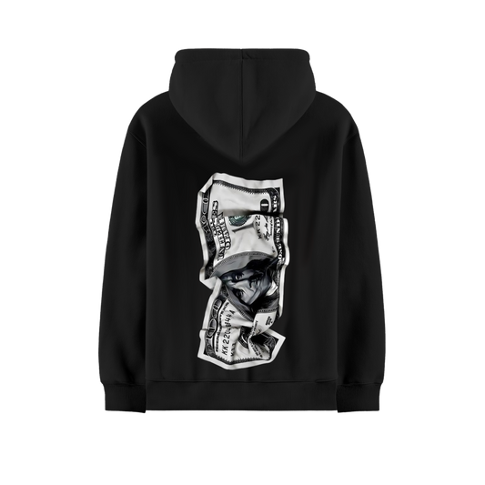 DOLLAR BILLS BLACK OVERSIZED HOODIE