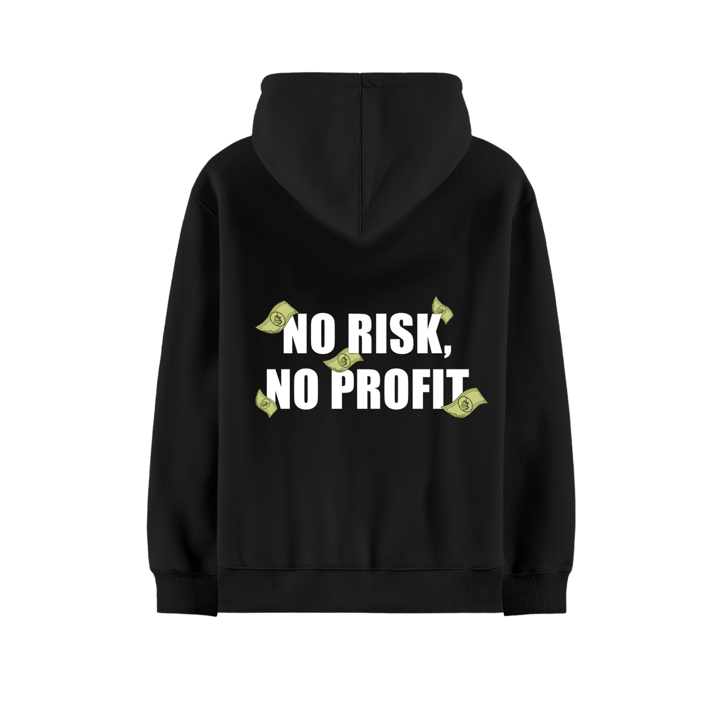 NO RISK NO PROFIT BLACK OVERSIZED HOODIE