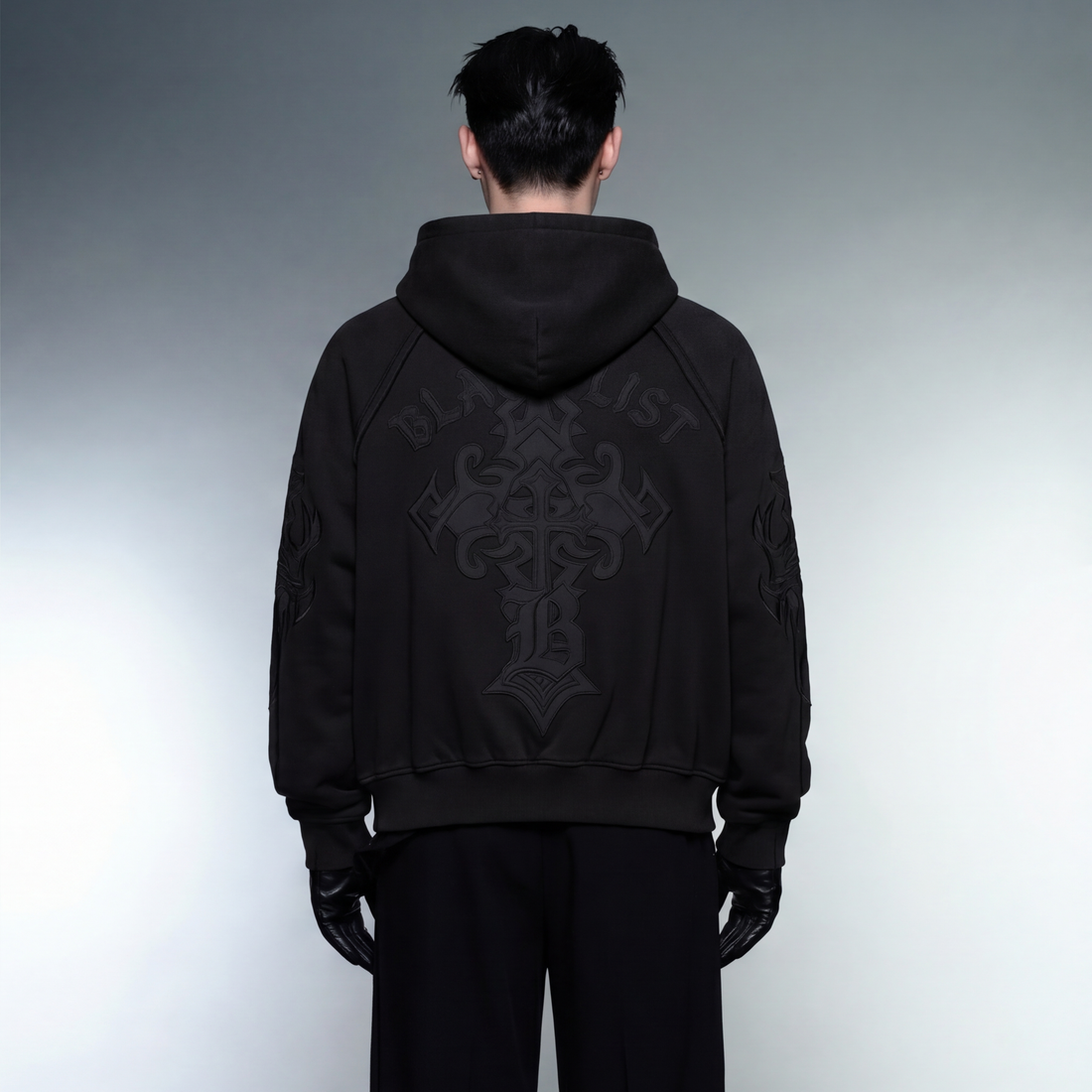 everything-i-love-is-a-sin-custom-black-oversized-hoodie-copy model back