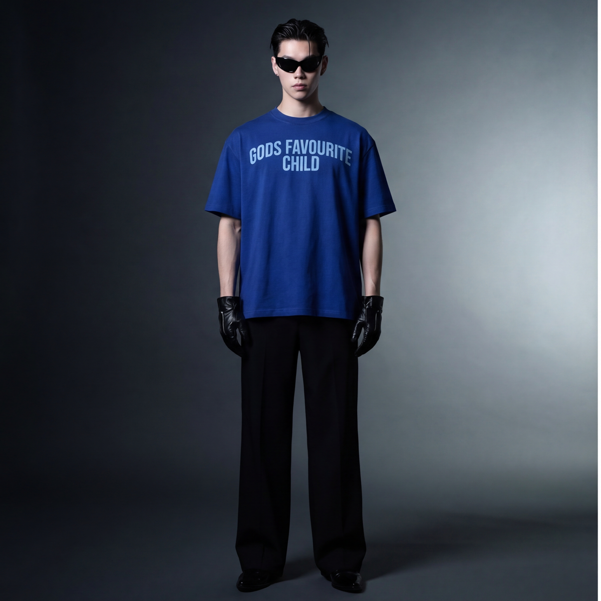 gods-favourite-child-blue-t-shirt model front