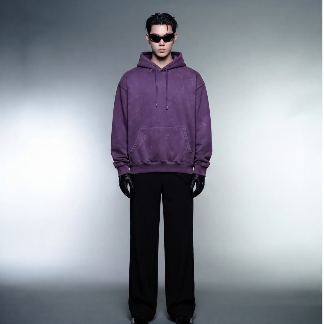 gods-favourite-child-grey-acid-wash-oversized-hoodie-copy model front