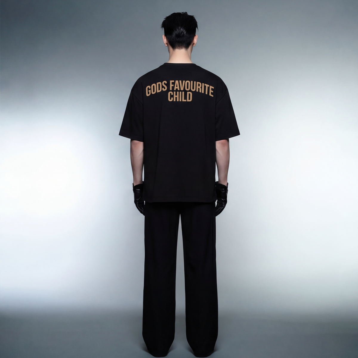 gods-favourite-child-t-shirt-black model back