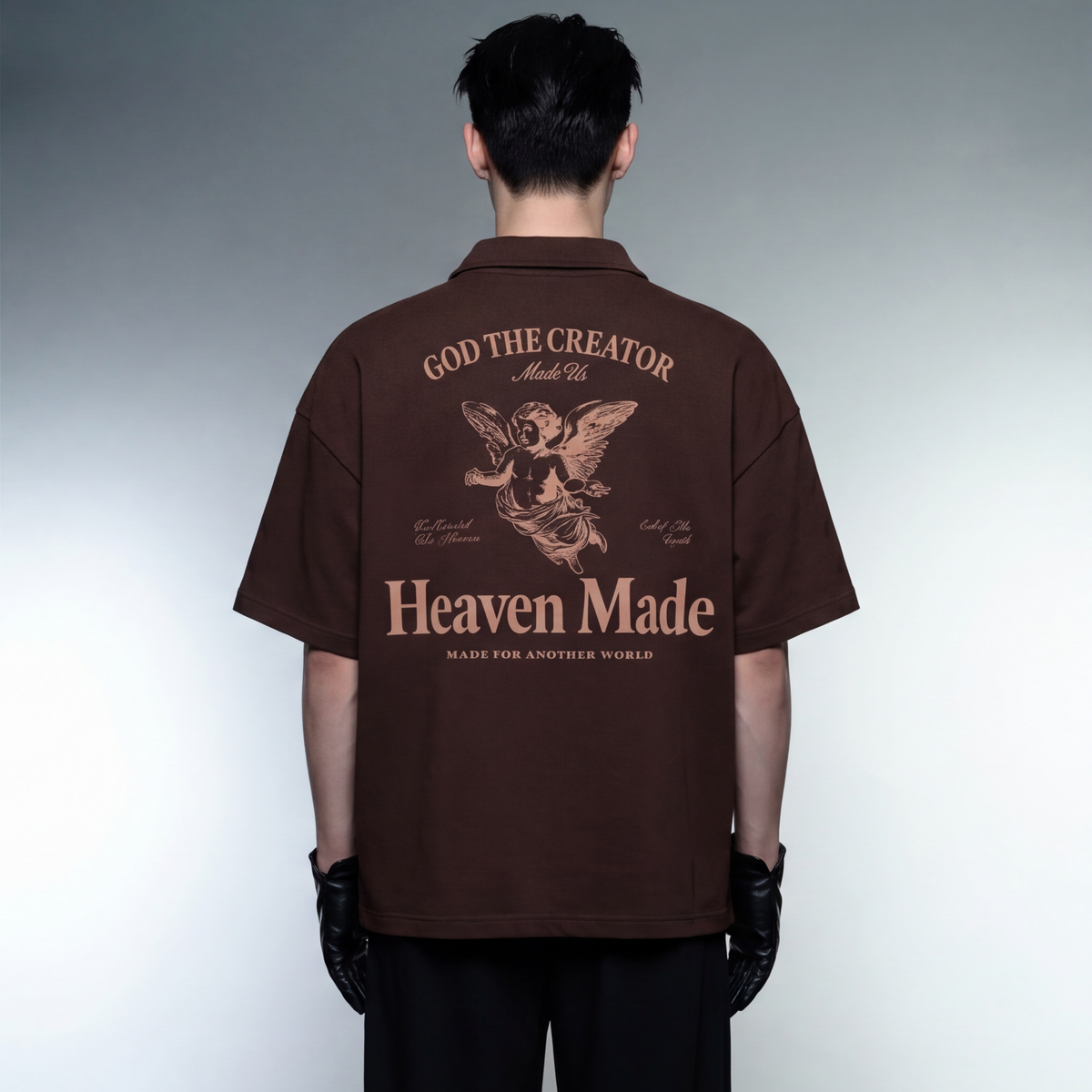 heaven-made-brown-oversized-quarter-zip-t-shirt model back