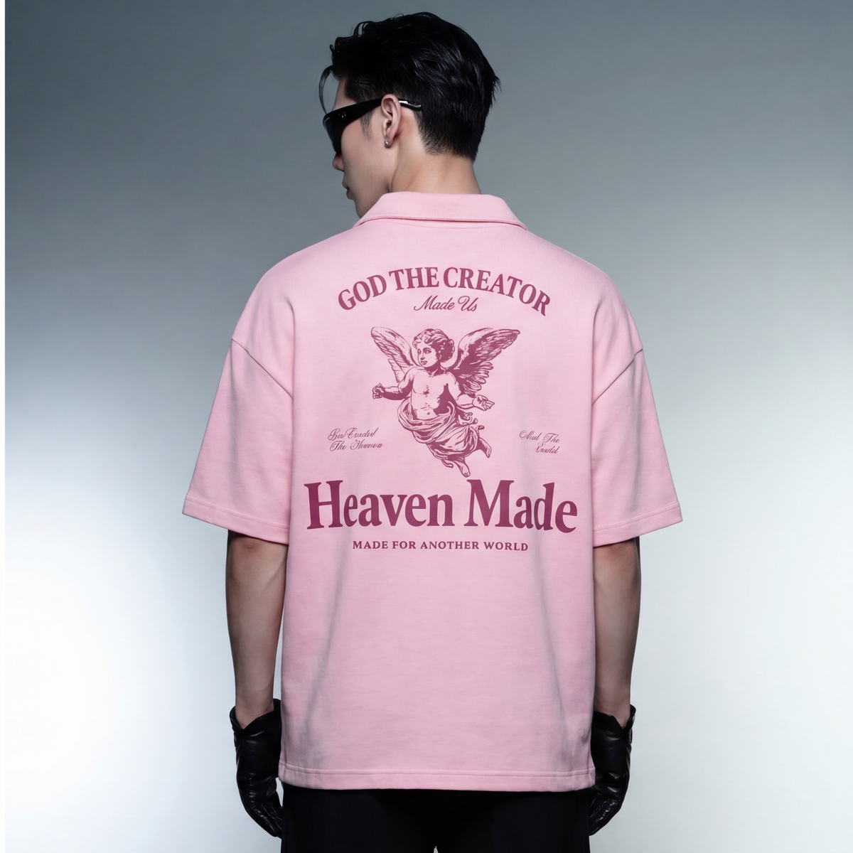 heaven-made-pink-oversized-quarter-zip-t-shirt model back