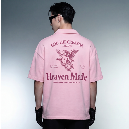 Heaven Made Pink Oversized Quarter Zip T-Shirt