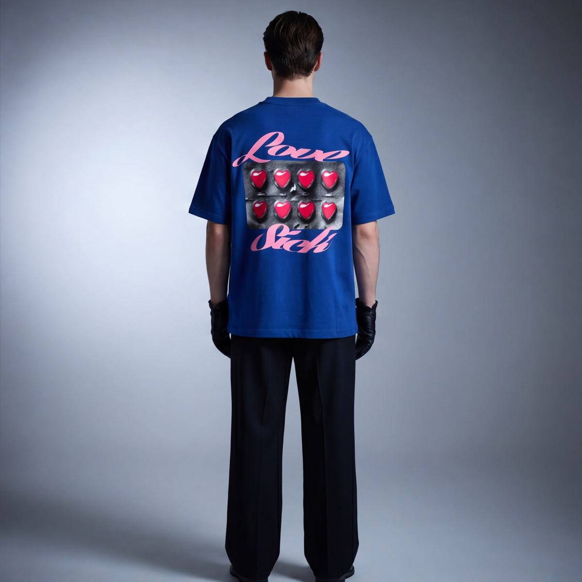 love-sick-blacklist-blue-t-shirt model back