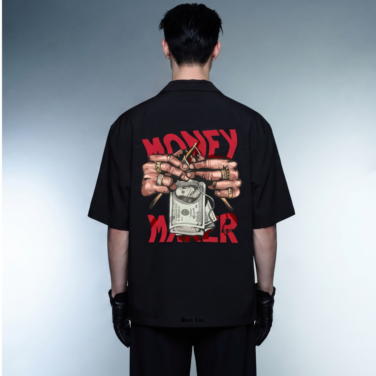 money-maker-blacklist-black-bowling-shirt model back
