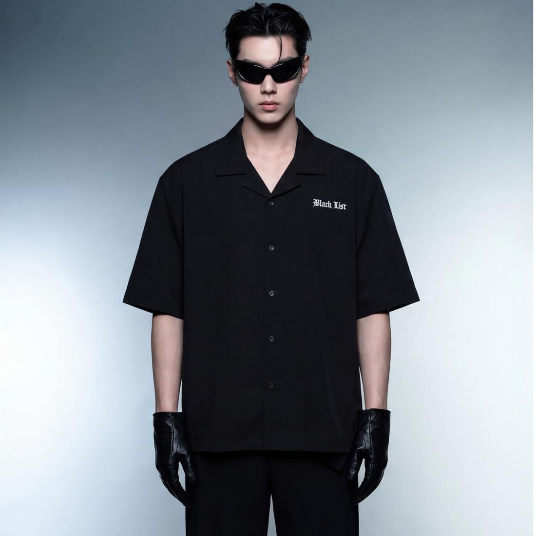 money-maker-blacklist-black-bowling-shirt model front