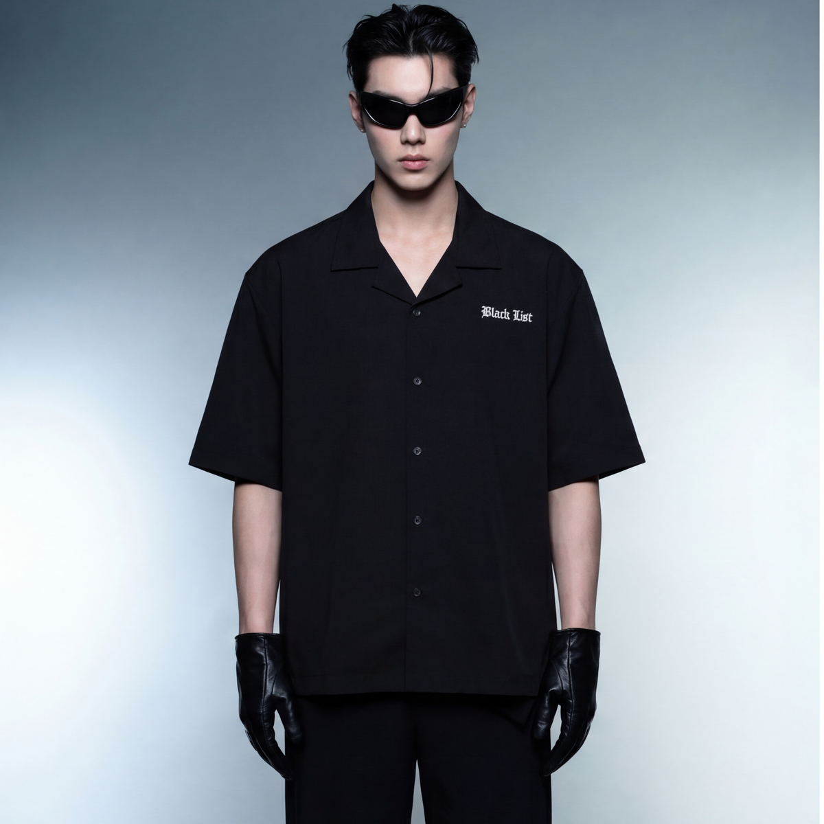 money-maker-blacklist-black-bowling-shirt model front