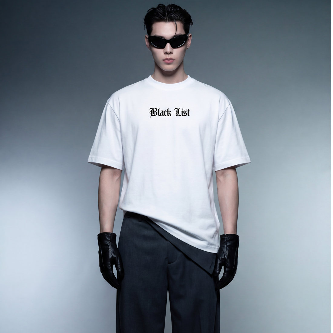 money-maker-blacklist-white-t-shirt model front
