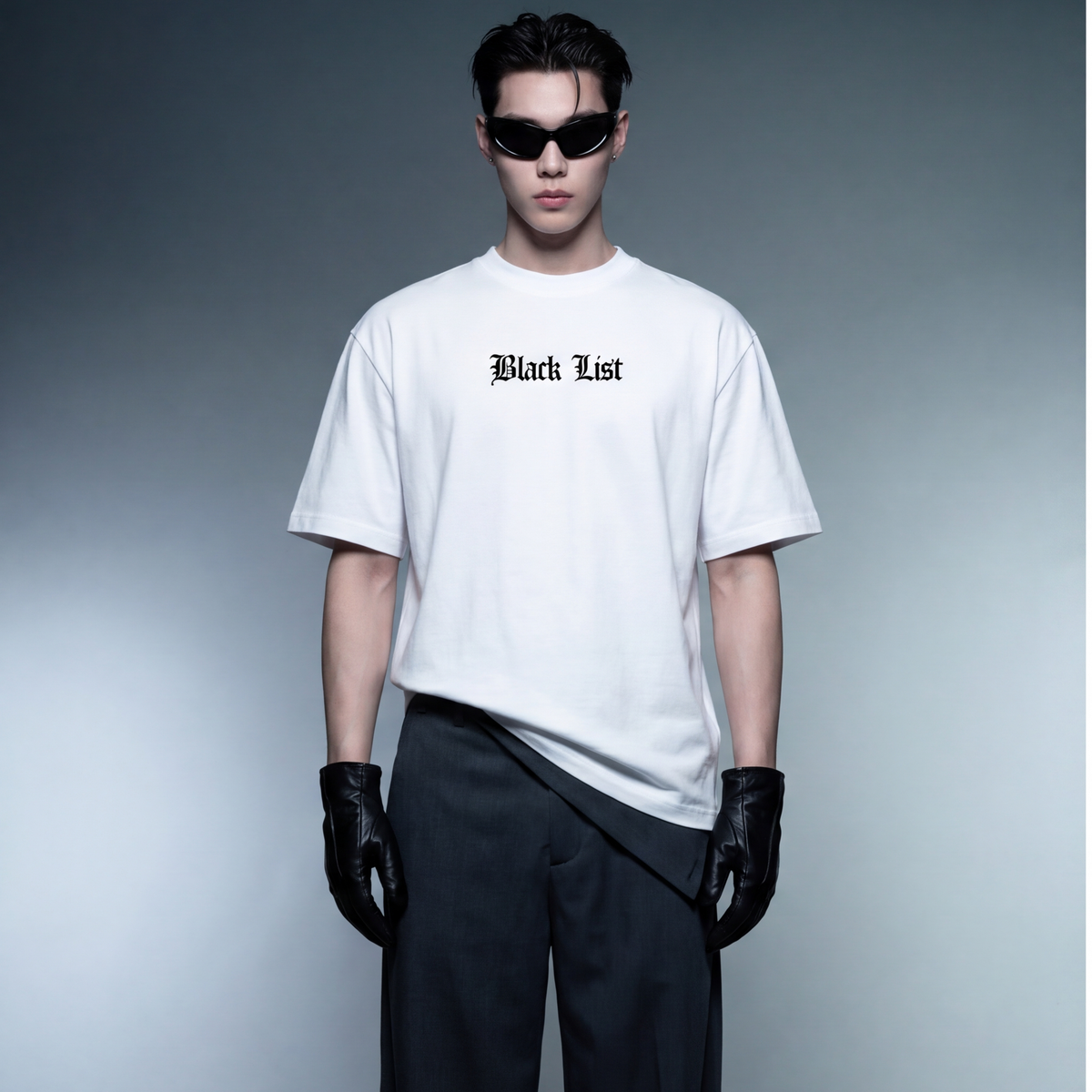 money-maker-blacklist-white-t-shirt model front