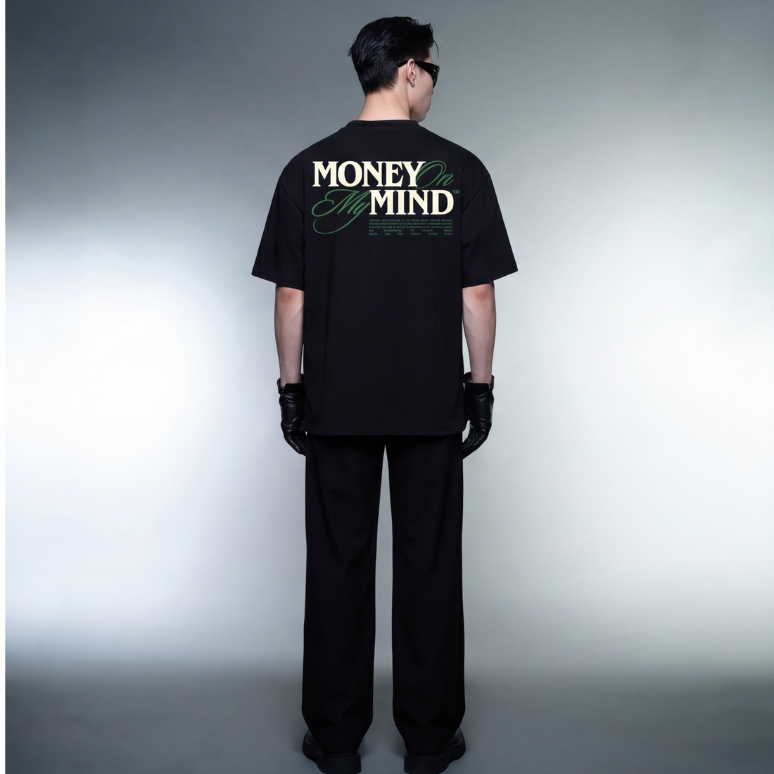 money-on-my-mind-black-oversized-t-shirt model back