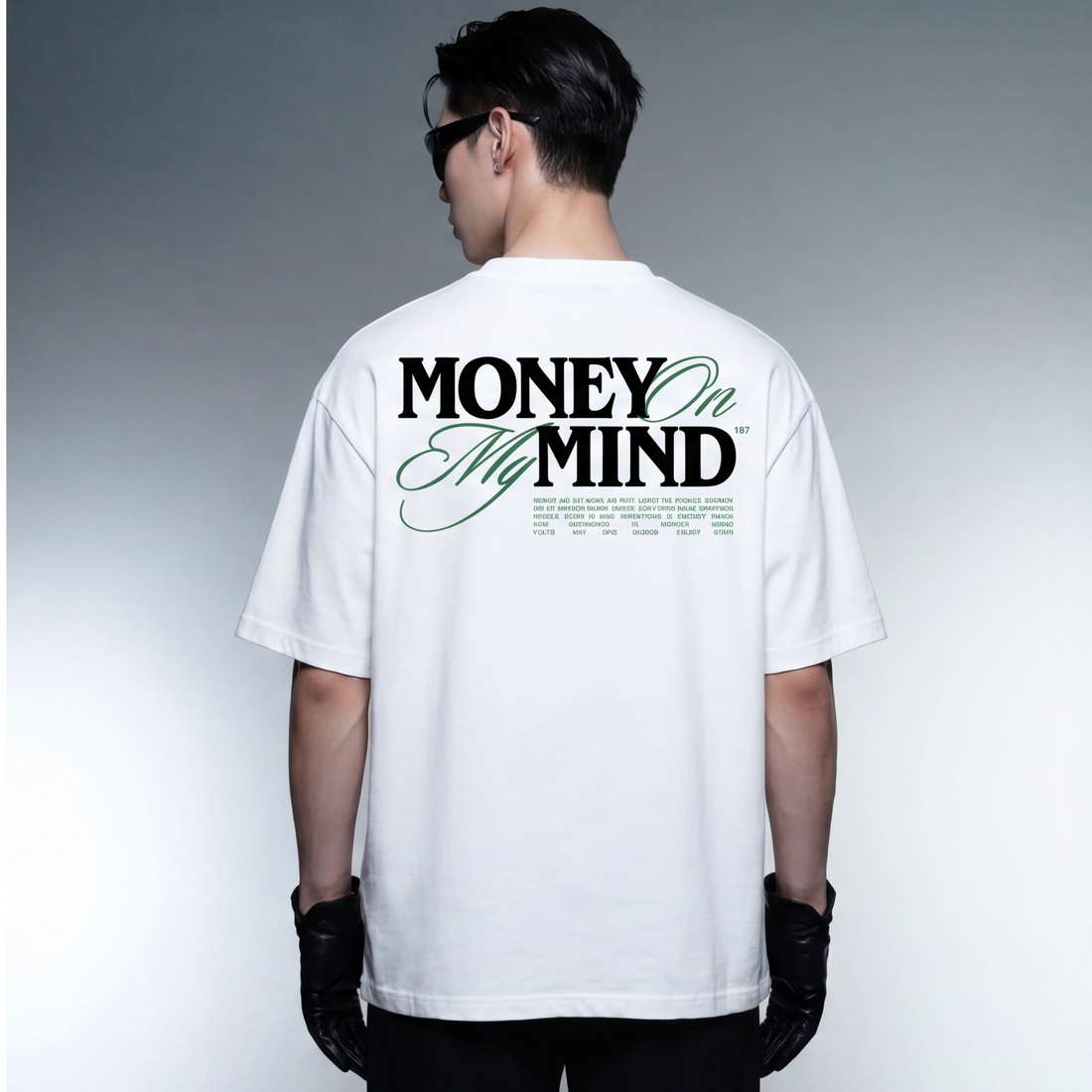 money-on-my-mind-white-oversized-t-shirt model back