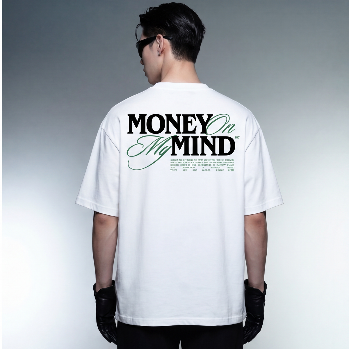 money-on-my-mind-white-oversized-t-shirt model back