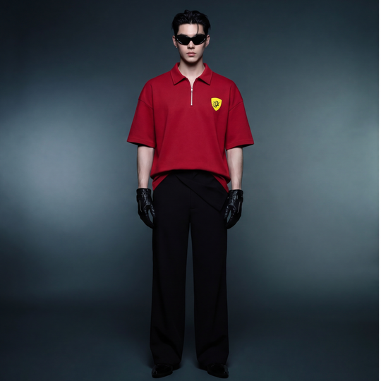 My Sex Life Is Like Ferrari Red Oversized Quarter Zip T-Shirt