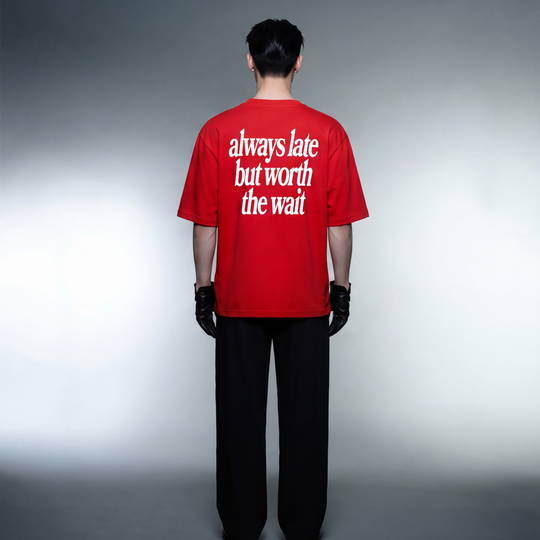 Always Late Red Oversized Tshirt