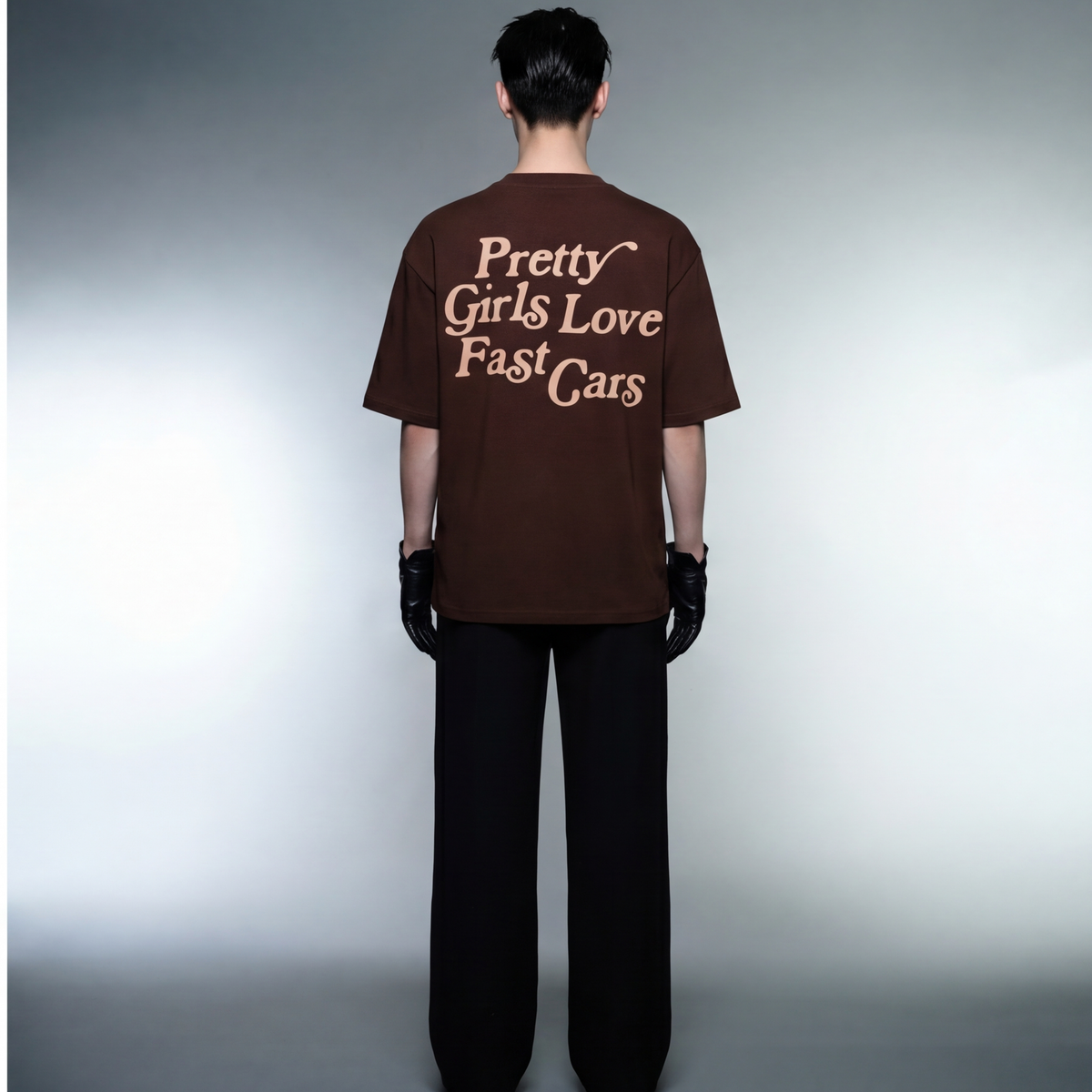 pretty-girls-love-fast-cars-brown-oversized-t-shirt model back