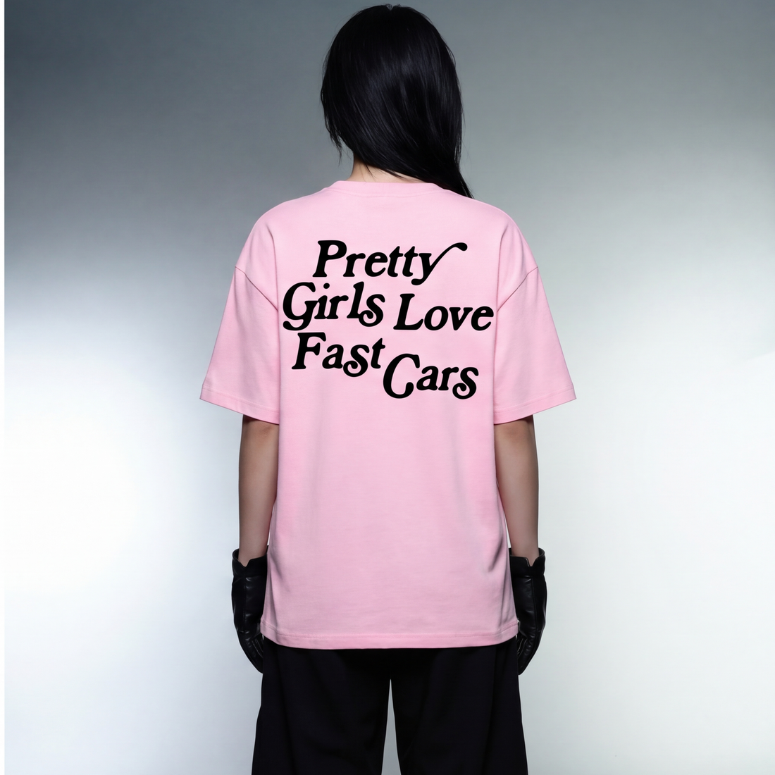pretty-girls-love-fast-cars-pink-oversized-t-shirt model back