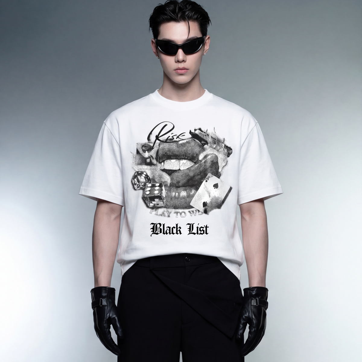risk-blacklist-white-t-shirt model front