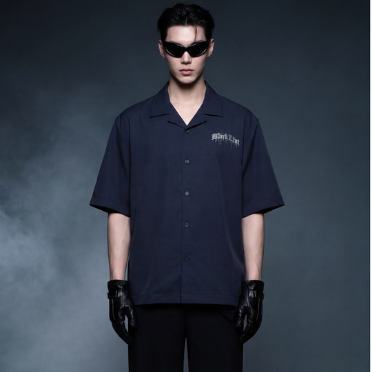 Saint Cross Blacklist Navy Bowling Shirt