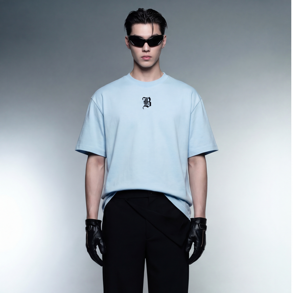 sinner-blacklist-ice-blue-t-shirt model front
