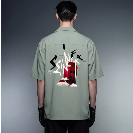 Sinner Blacklist Sage Green Bowling Shirt