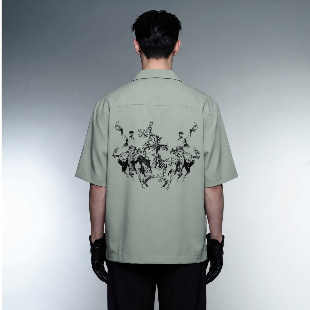 son-of-god-blacklist-sage-green-bowling-shirt model back