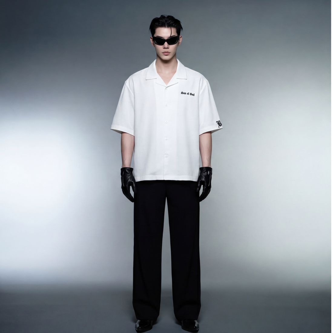 son-of-god-blacklist-white-bowling-shirt model front