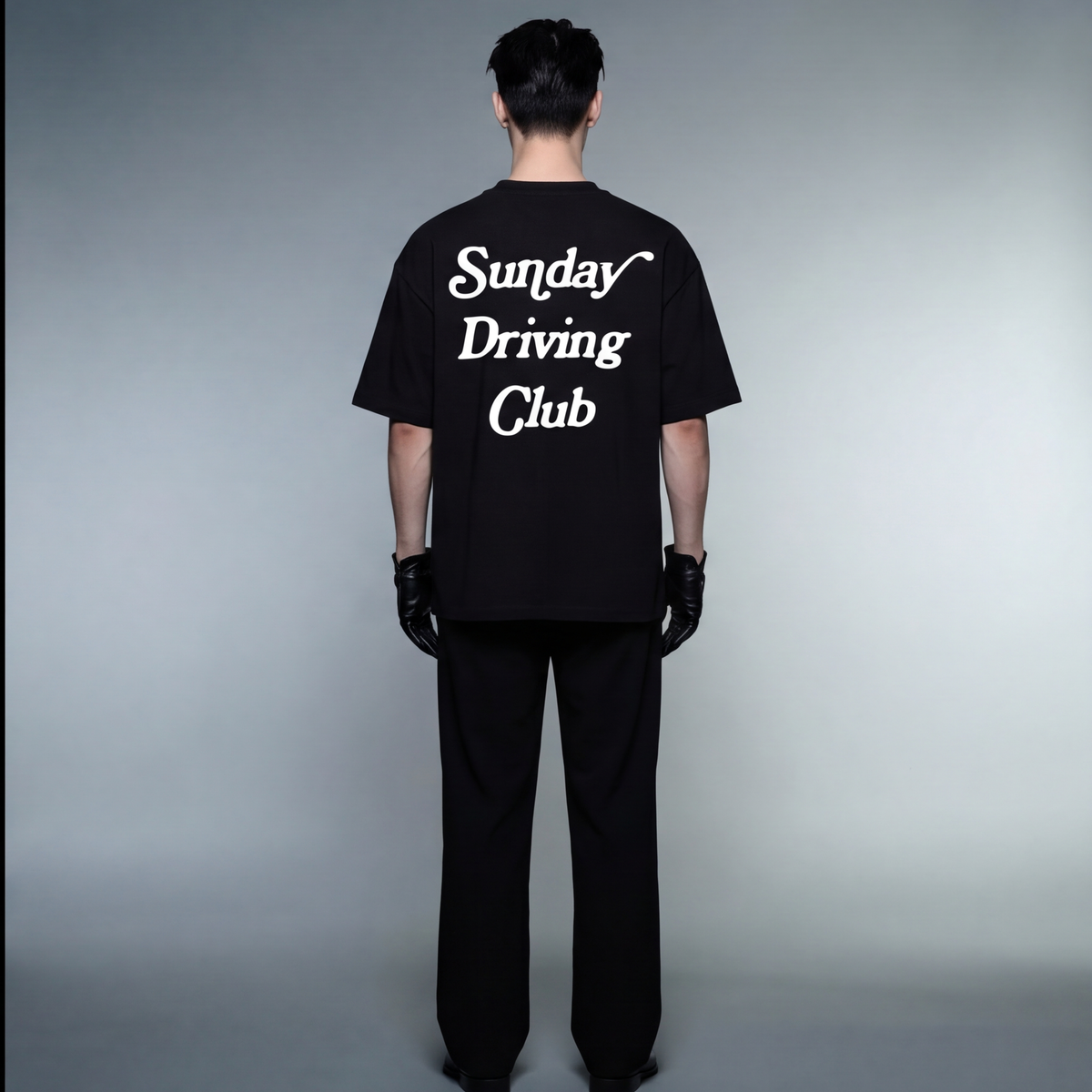 sunday-driving-club-black-oversized-t-shirt model back