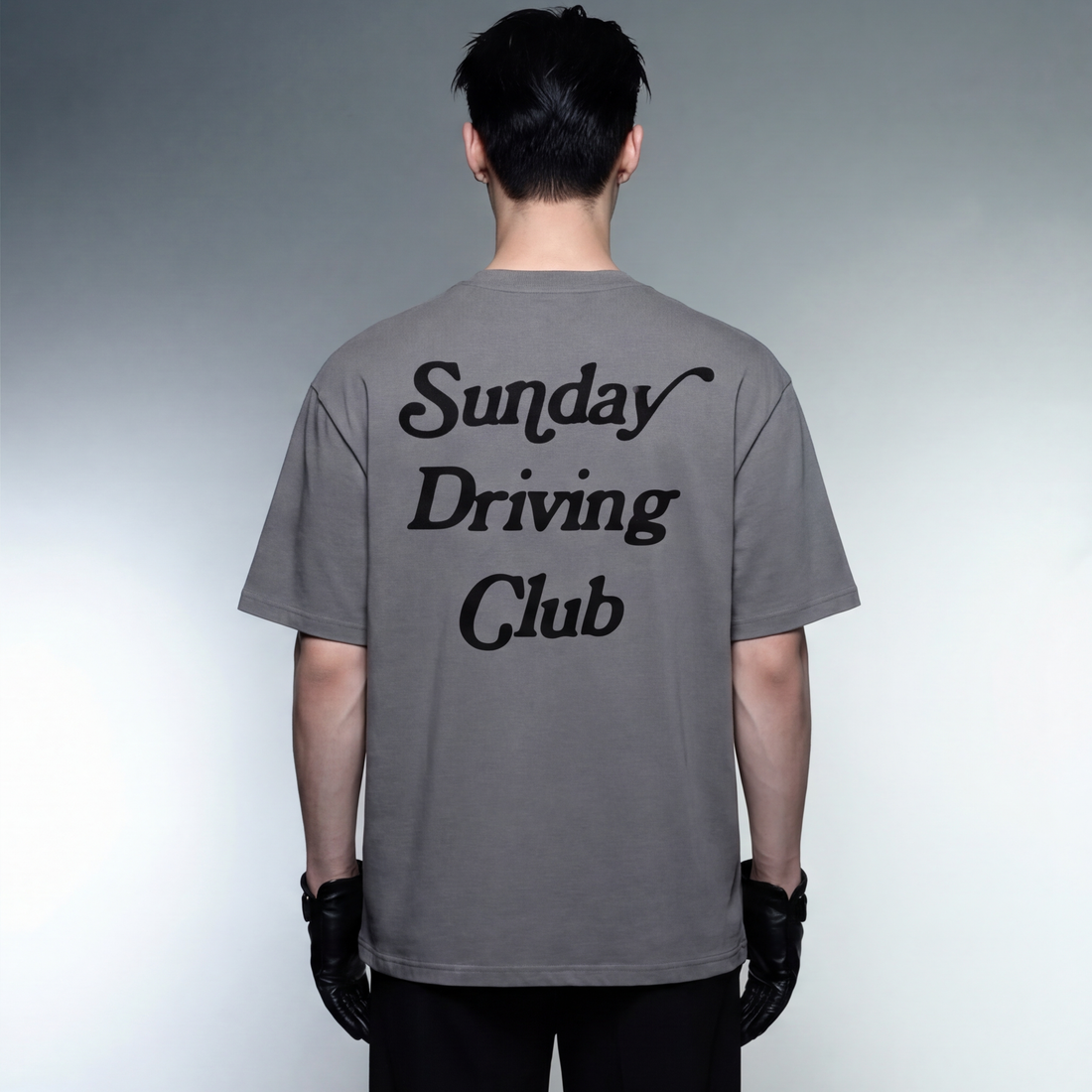 sunday-driving-club-grey-oversized-t-shirt model back