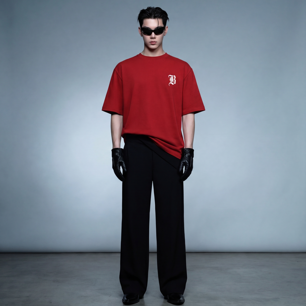 sunday-driving-club-red-oversized-t-shirt model front