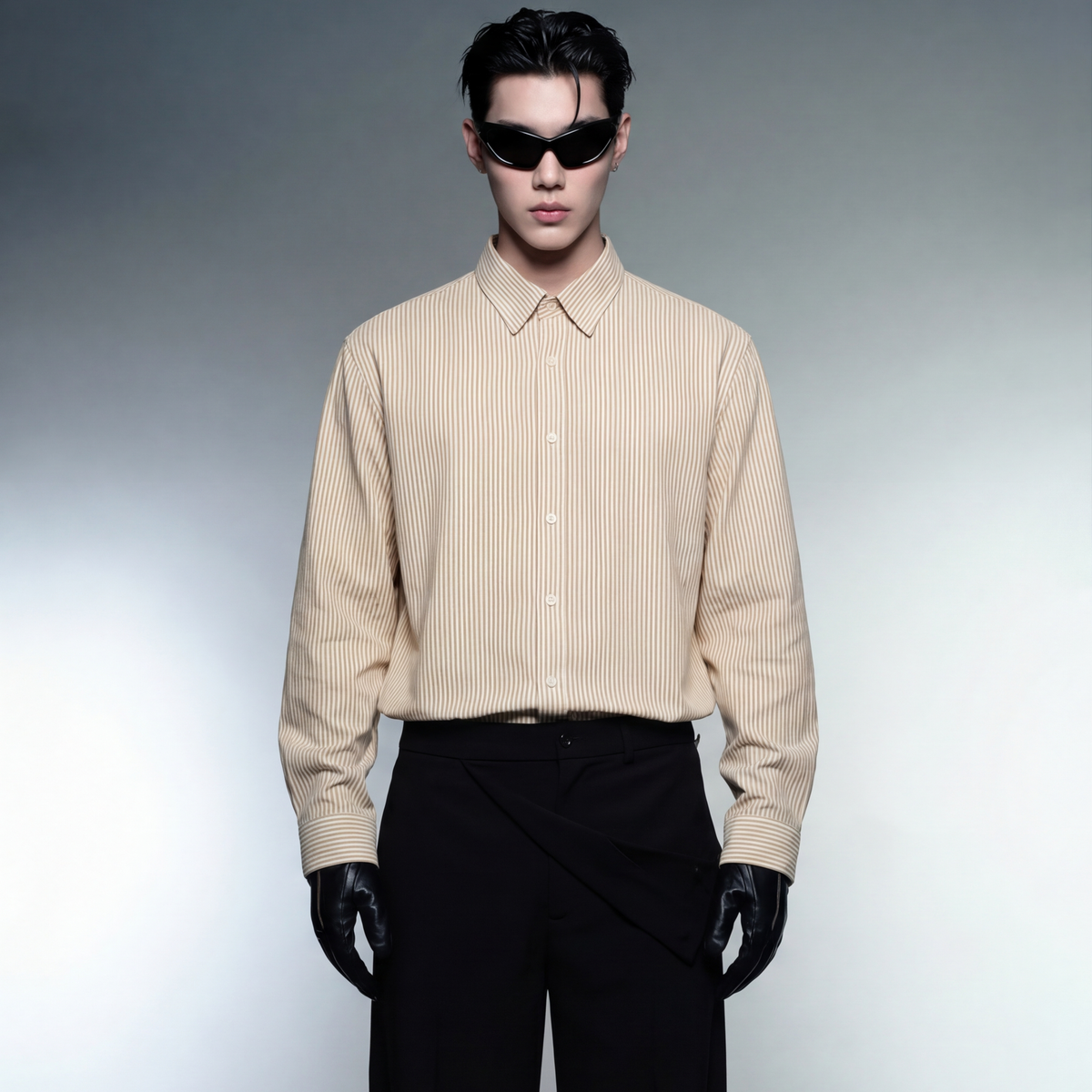 tribe-blacklist-yellow-striped-shirt model front